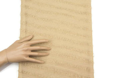 Light Caramel Silk Chiffon Diagonal Stripe on Mesh Fabric 1 Yard and 13 Inches LWW00152